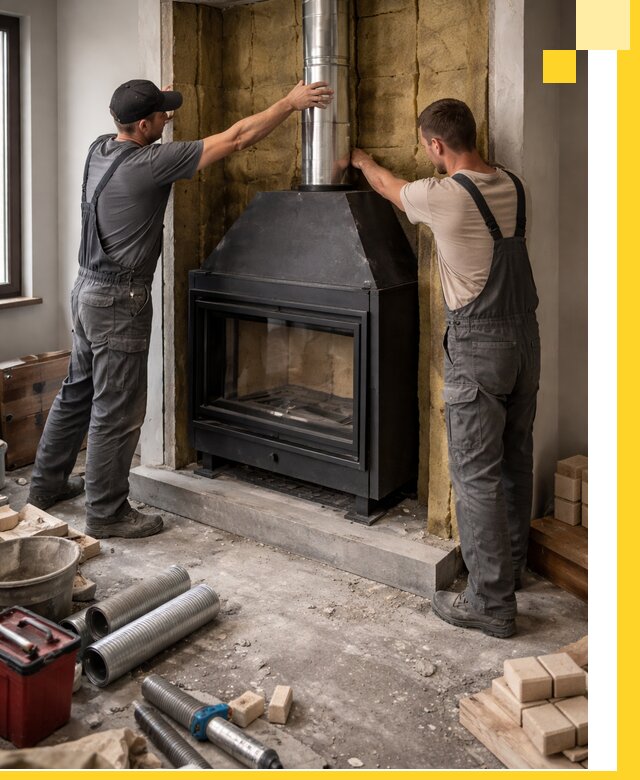 Изготовление и монтаж закрытых каминов в Краснокаменске под ключ