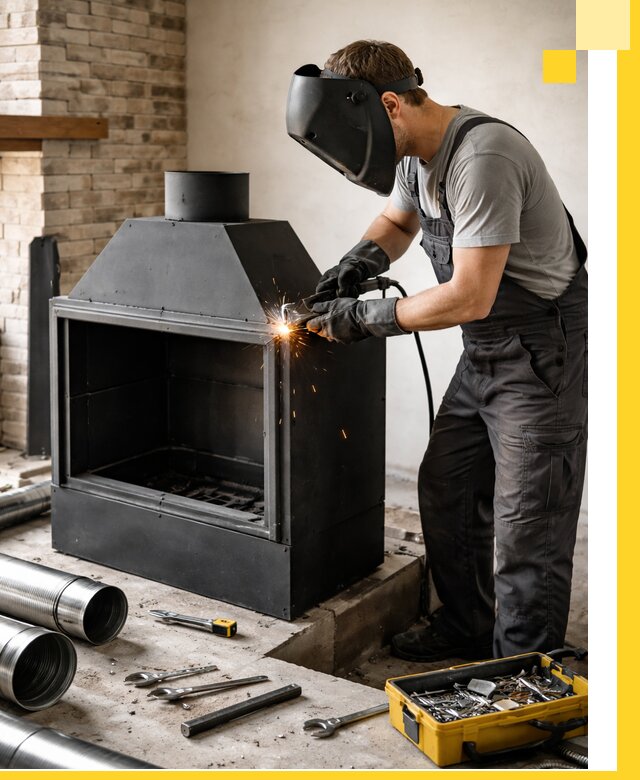 Продажа и установка металлических каминов в Краснокаменске под ключ