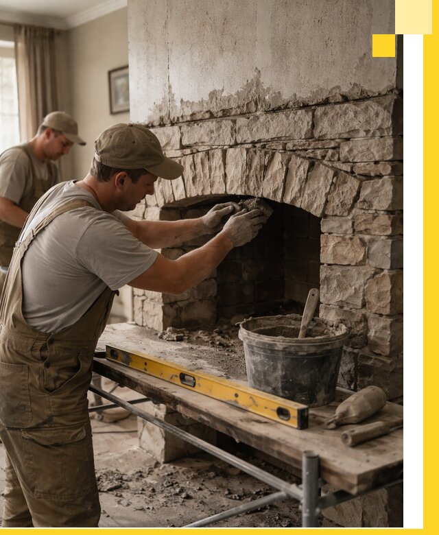 Изготовление каминов под ключ в Краснокаменске, монтаж и отделка