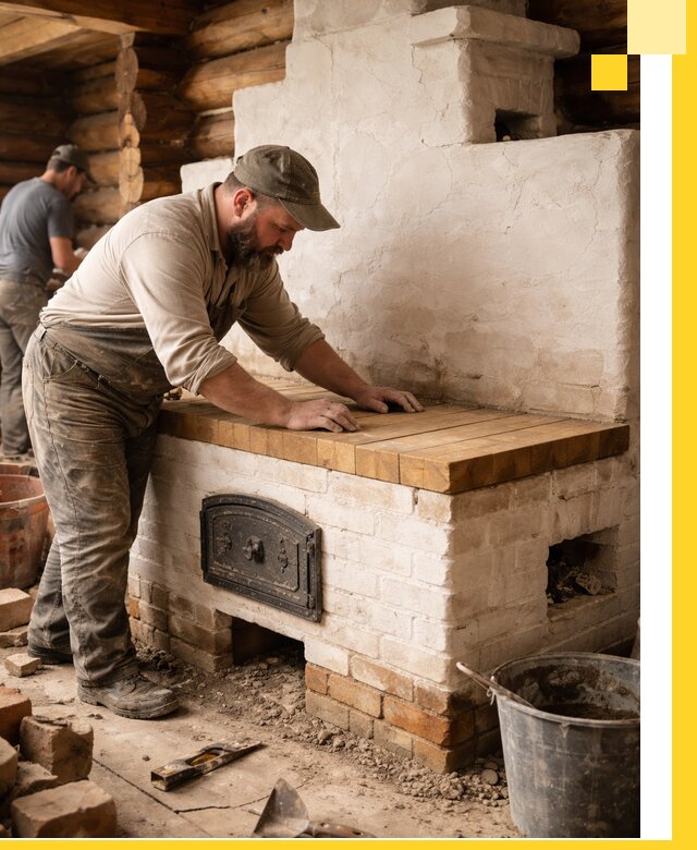 Проектирование и установка русской печи с лежанкой в Краснокаменске