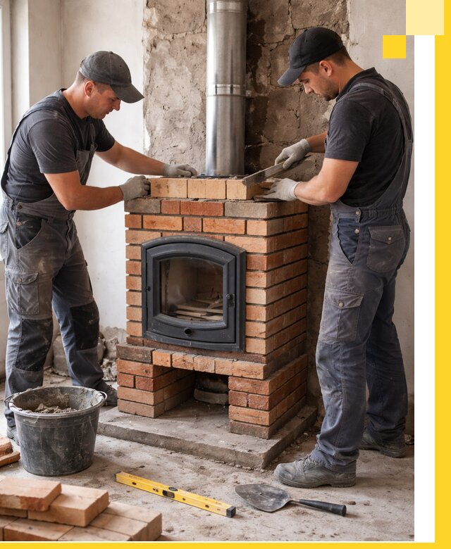 Монтаж печи камина под ключ в Краснокаменске с гарантией и пусконаладкой