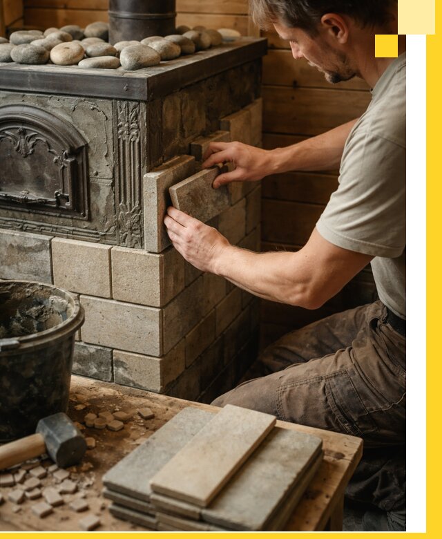 Облицовка банных печей в Краснокаменске профессиональная отделка