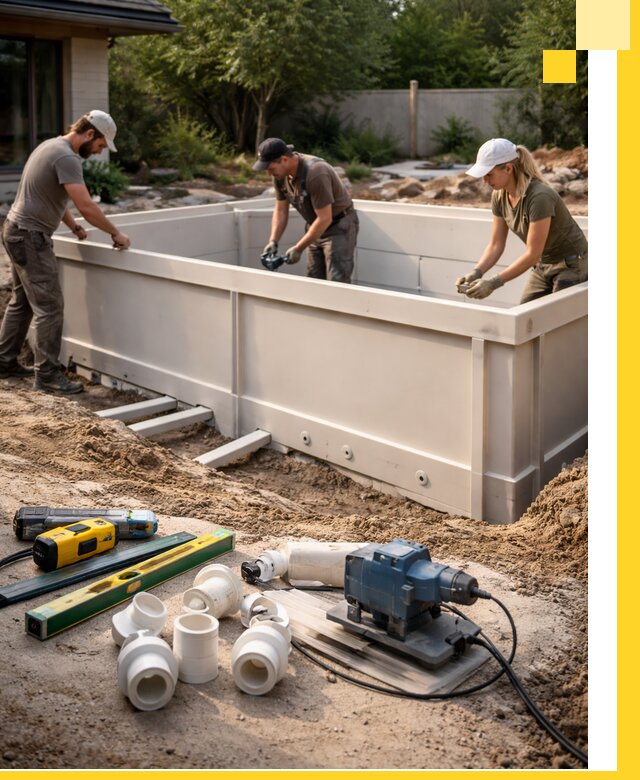 Установка полипропиленовых бассейнов под ключ в Краснокаменске