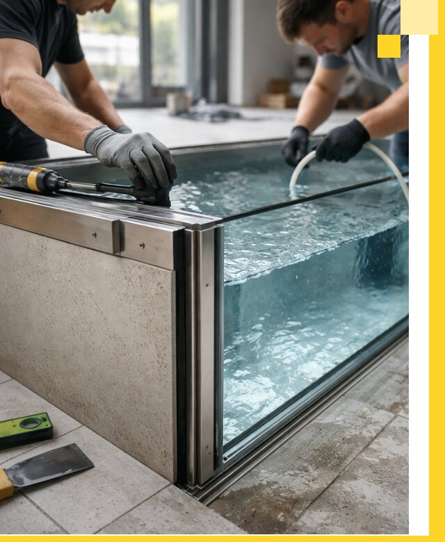 Проектирование и монтаж стеклянных бассейнов в Краснокаменске