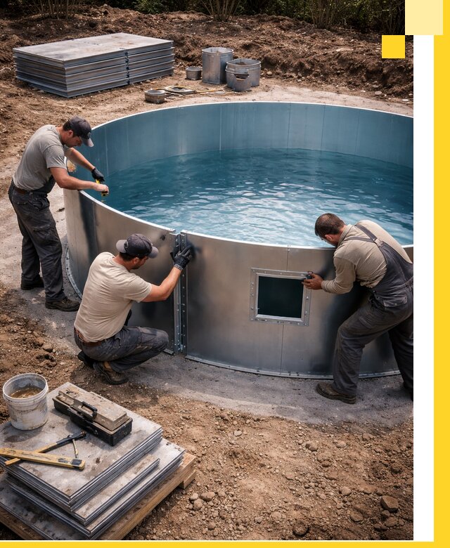 Круглые бассейны под ключ в Краснокаменске проектирование и монтаж