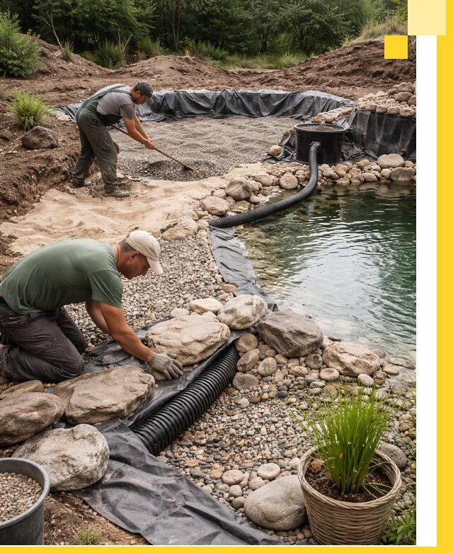 Строительство природных бассейнов и озер в Краснокаменске под ключ