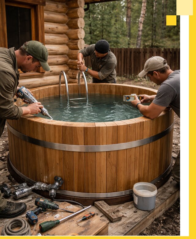 Строительство бань с купелью под ключ и отделкой в Краснокаменске