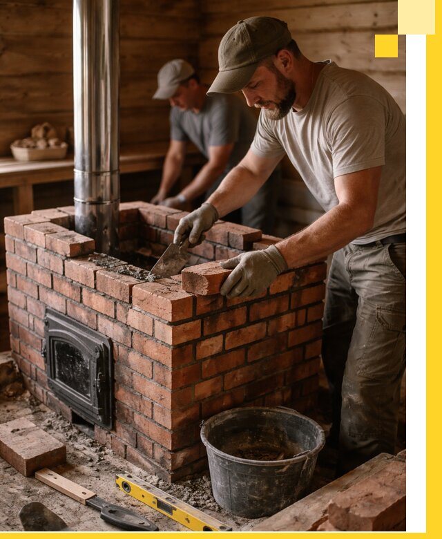 Кирпичные печи для бани под ключ в Краснокаменске, проект и монтаж