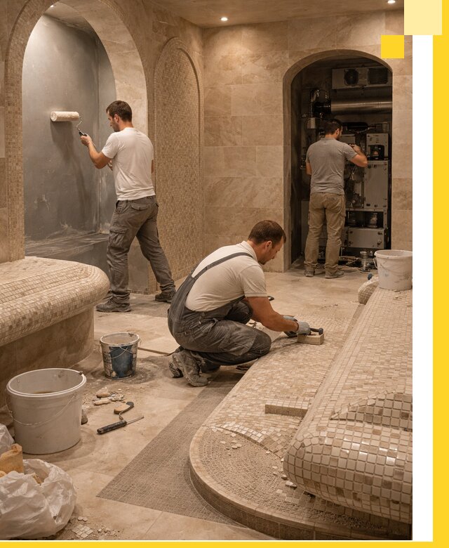 Строительство бани с хамамом и бассейном под ключ в Краснокаменске