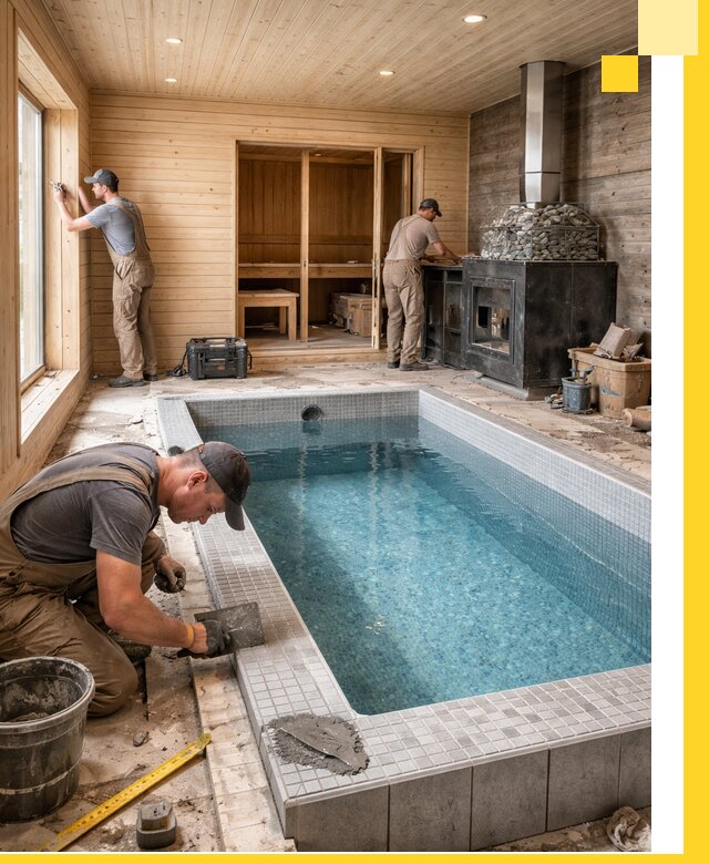 Проект бани с бассейном и сауной в Краснокаменске под ключ