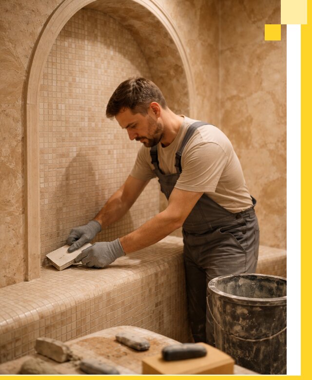 Профессиональная отделка хамамов с мозаикой под ключ в Краснокаменске