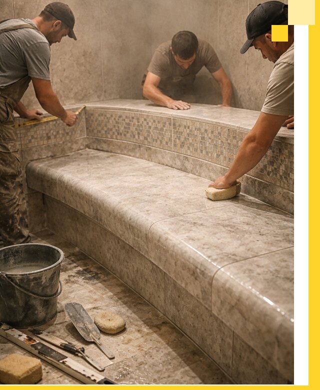 Изготовление и установка сидений для хамама в Краснокаменске