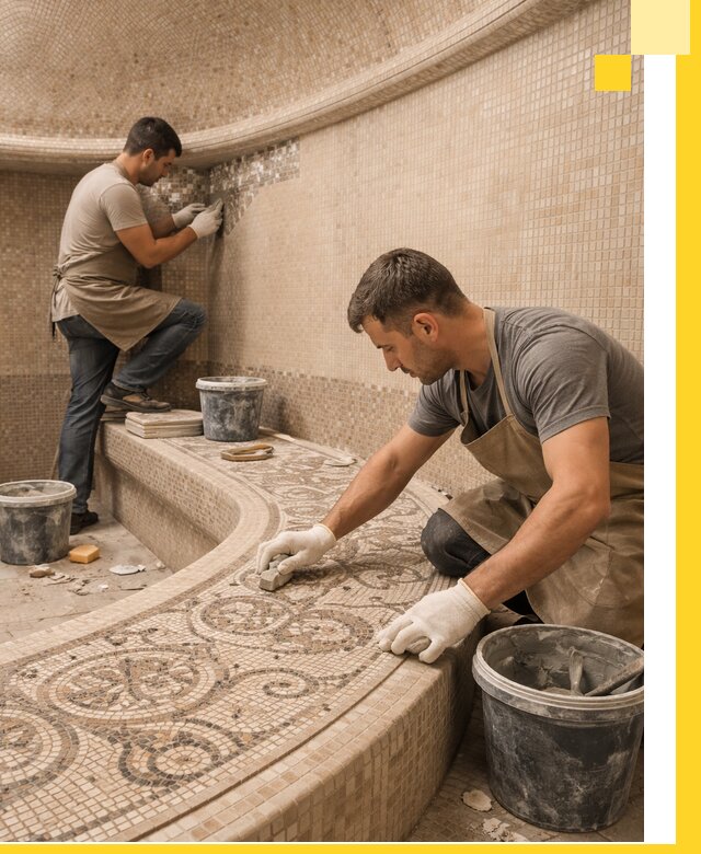 Плитка для хамама в Краснокаменске, укладка, подбор и поставка